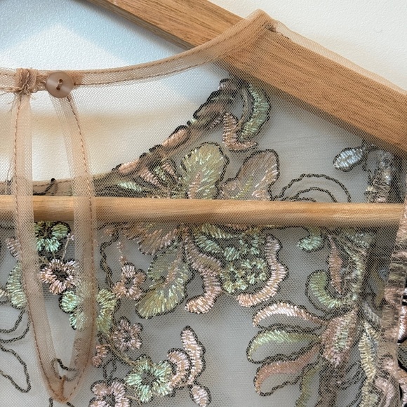 Topshop Embroidered Sheer Floral Lace Blouse - Picture 8 of 12